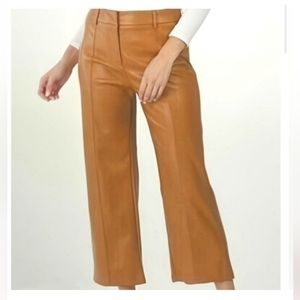 7 For All Mankind Faux Leather Wide Leg Crop Pants Size Small
